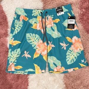 NWT- Hurley Teal Floral Volley Swim.